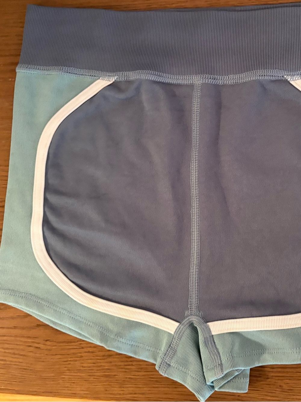 Free People High Waist Women's Shorts in Teal with White Trim -